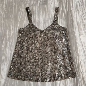 Altar'd State 70s Disco Vibe Sequin Metallic Camisole